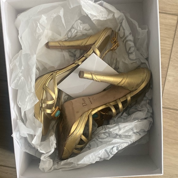 Vintage Dior Heels (Gold and Turquoise) - Picture 2 of 4